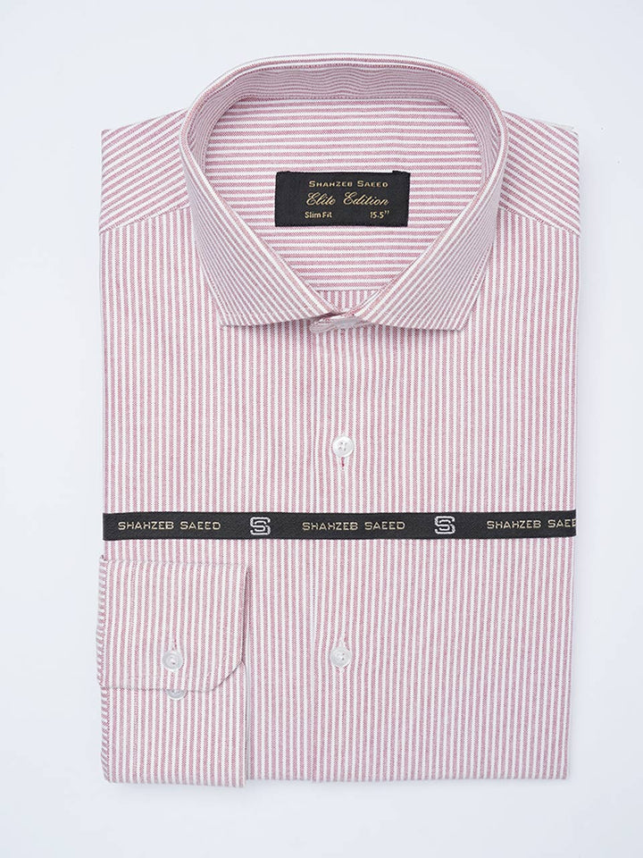 Red & White Self Striped, Elite Edition, Cutaway Collar Men’s Formal Shirt (FS-2175)