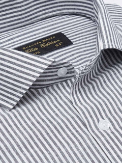 Black & White Self Striped, Elite Edition, Cutaway Collar Men’s Formal Shirt (FS-2182)