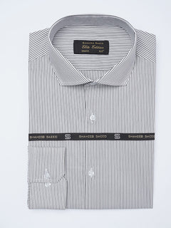 Black & White Self Striped, Elite Edition, Cutaway Collar Men’s Formal Shirt (FS-2183)