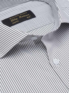 Black & White Self Striped, Elite Edition, Cutaway Collar Men’s Formal Shirt (FS-2183)