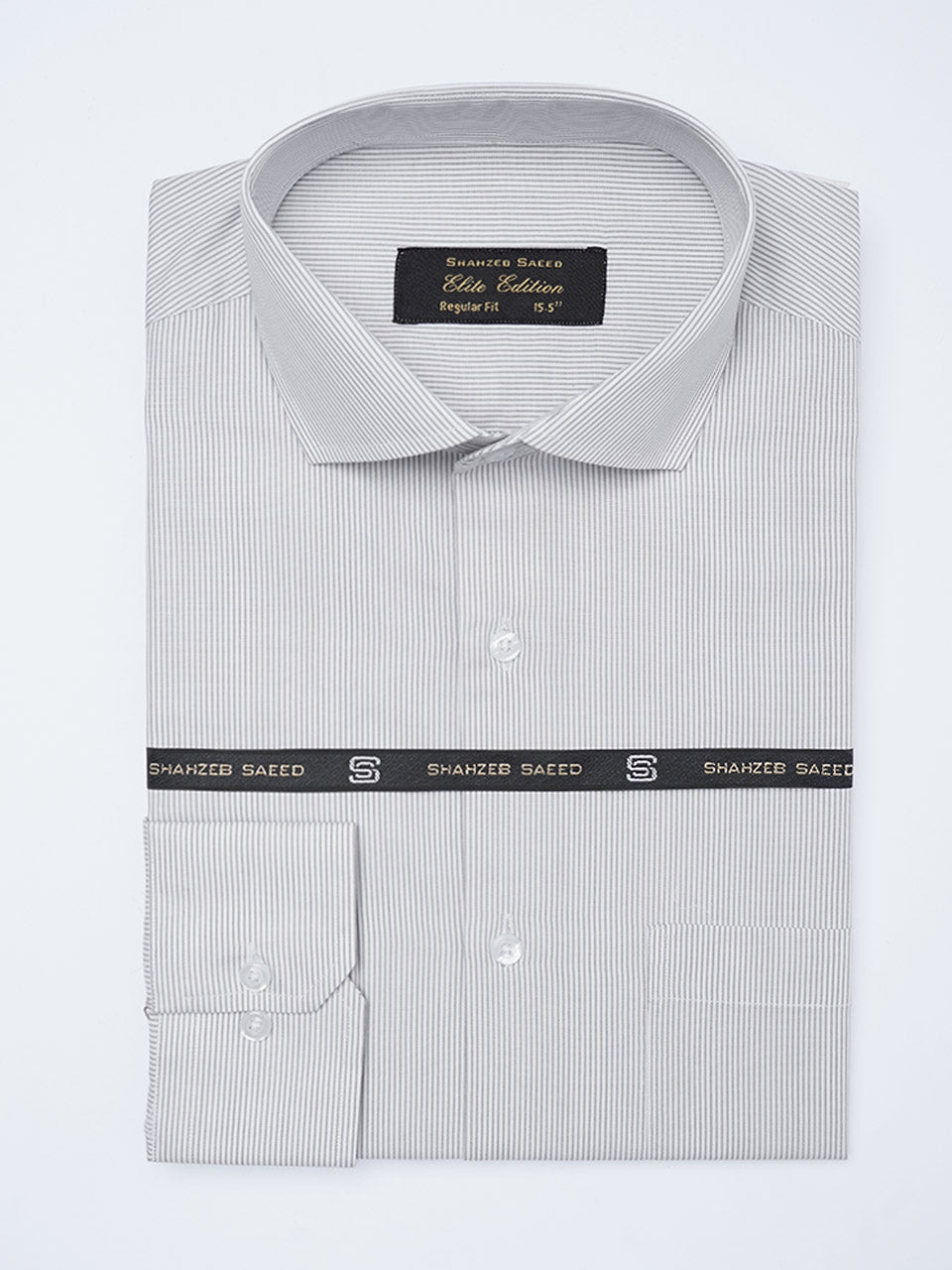 Light Grey Self Striped, Elite Edition, Cutaway Collar Men’s Formal Shirt (FS-2184)