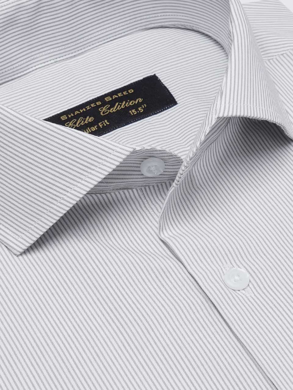 Light Grey Self Striped, Elite Edition, Cutaway Collar Men’s Formal Shirt (FS-2184)