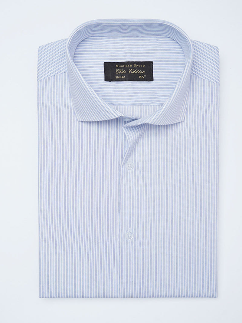 Blue Self Striped, Elite Edition, Cutaway Collar Men’s Formal Shirt (FS-2185)