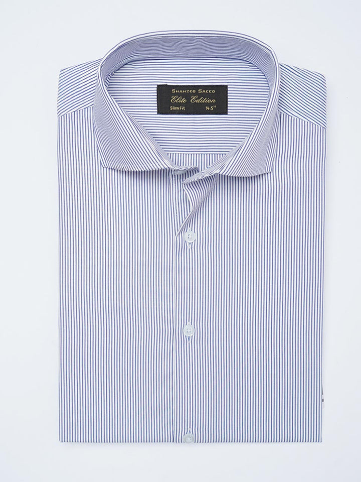 Blue Self Striped, Elite Edition, Cutaway Collar Men’s Formal Shirt (FS-2187)