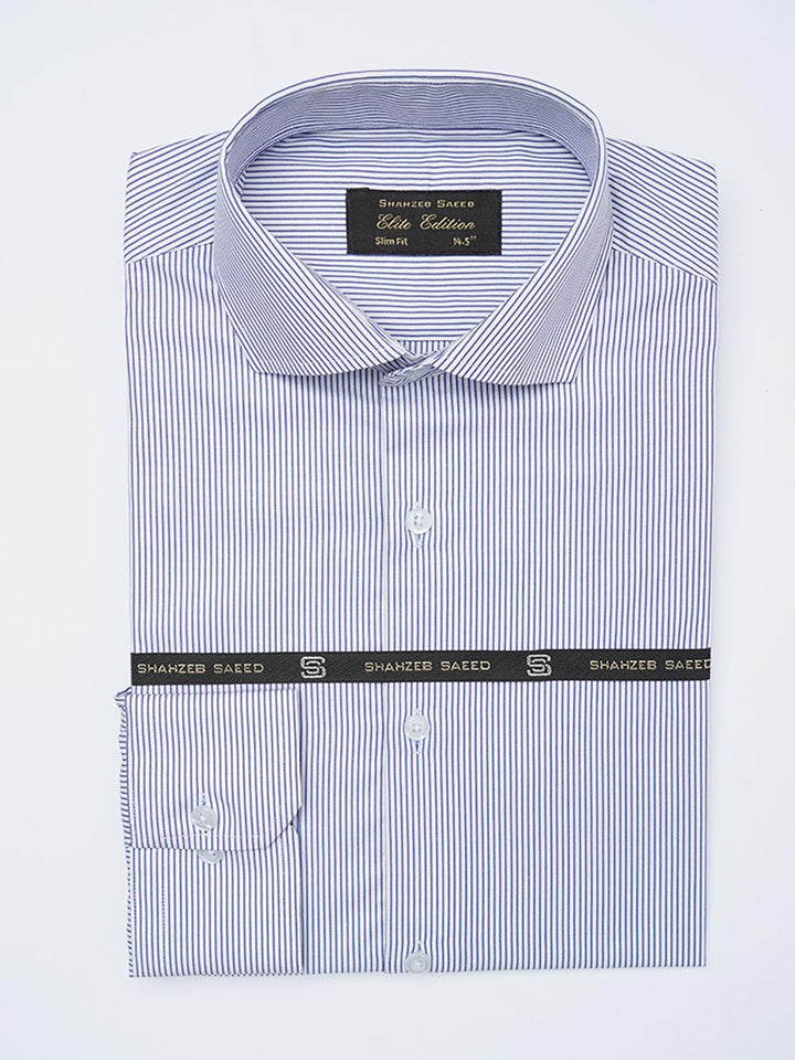 Blue Self Striped, Elite Edition, Cutaway Collar Men’s Formal Shirt (FS-2187)