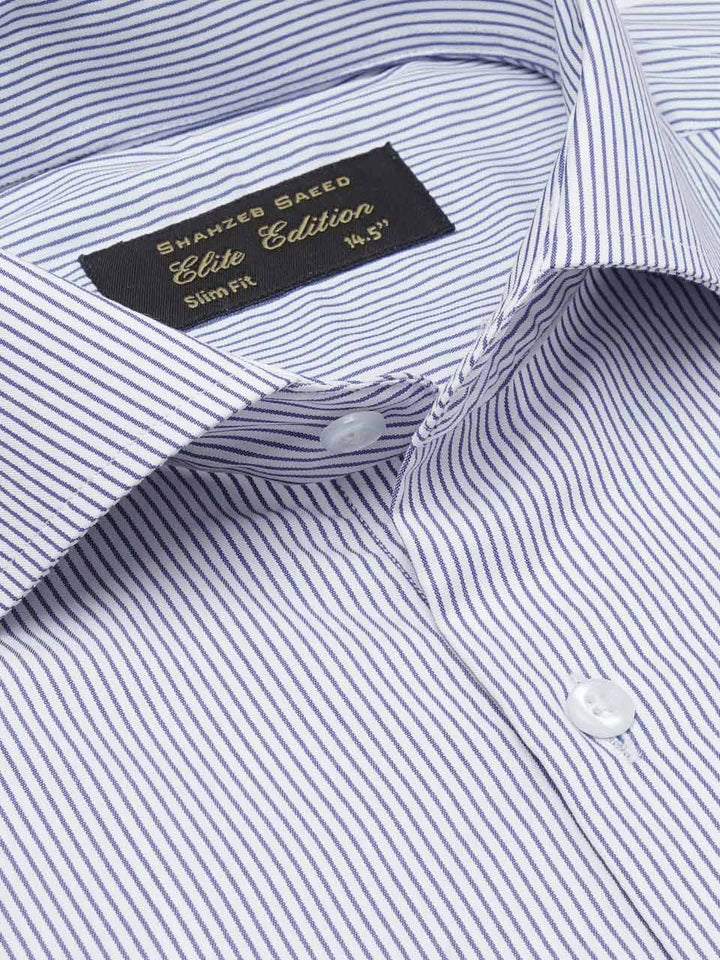 Blue Self Striped, Elite Edition, Cutaway Collar Men’s Formal Shirt (FS-2187)