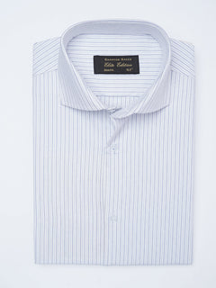 White & Blue Self Striped, Elite Edition, Cutaway Collar Men’s Formal Shirt (FS-2189)