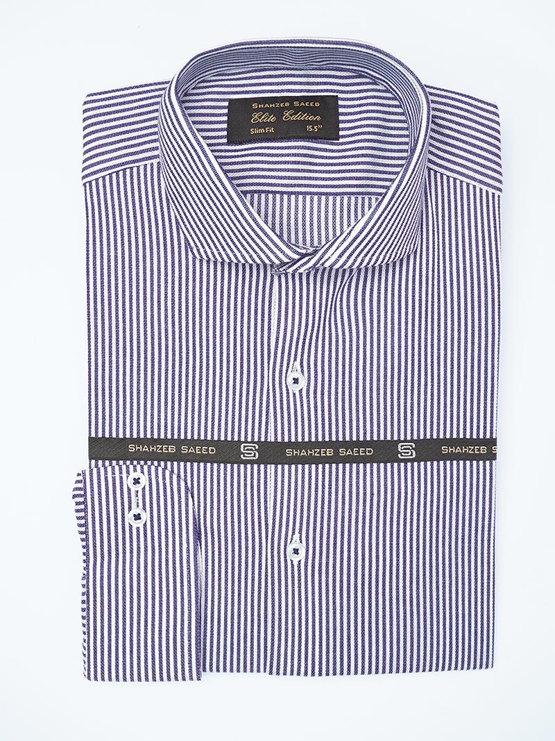 Blue Self Striped, Elite Edition, Cutaway Collar Men’s Formal Shirt (FS-2190)