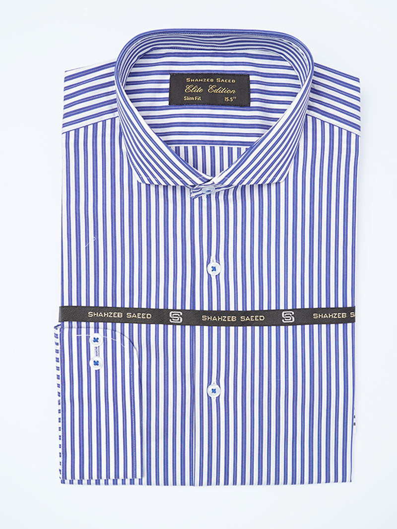 Blue Self Striped, Elite Edition, Cutaway Collar Men’s Formal Shirt (FS-2191)