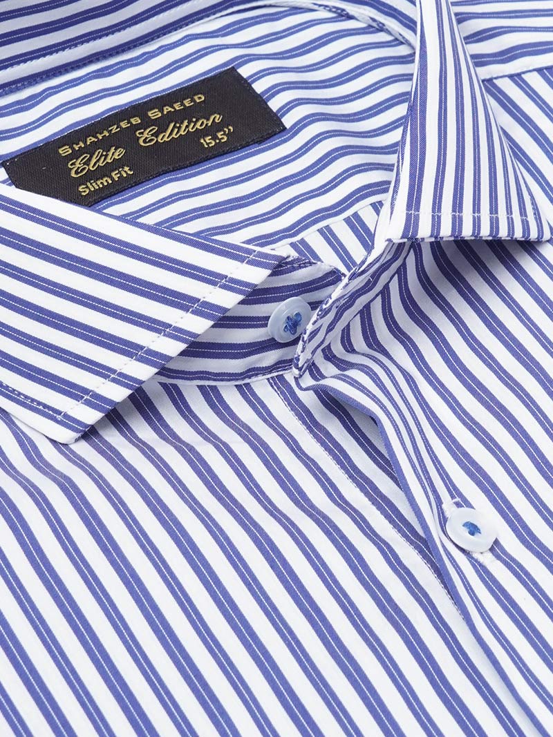 Blue Self Striped, Elite Edition, Cutaway Collar Men’s Formal Shirt (FS-2191)