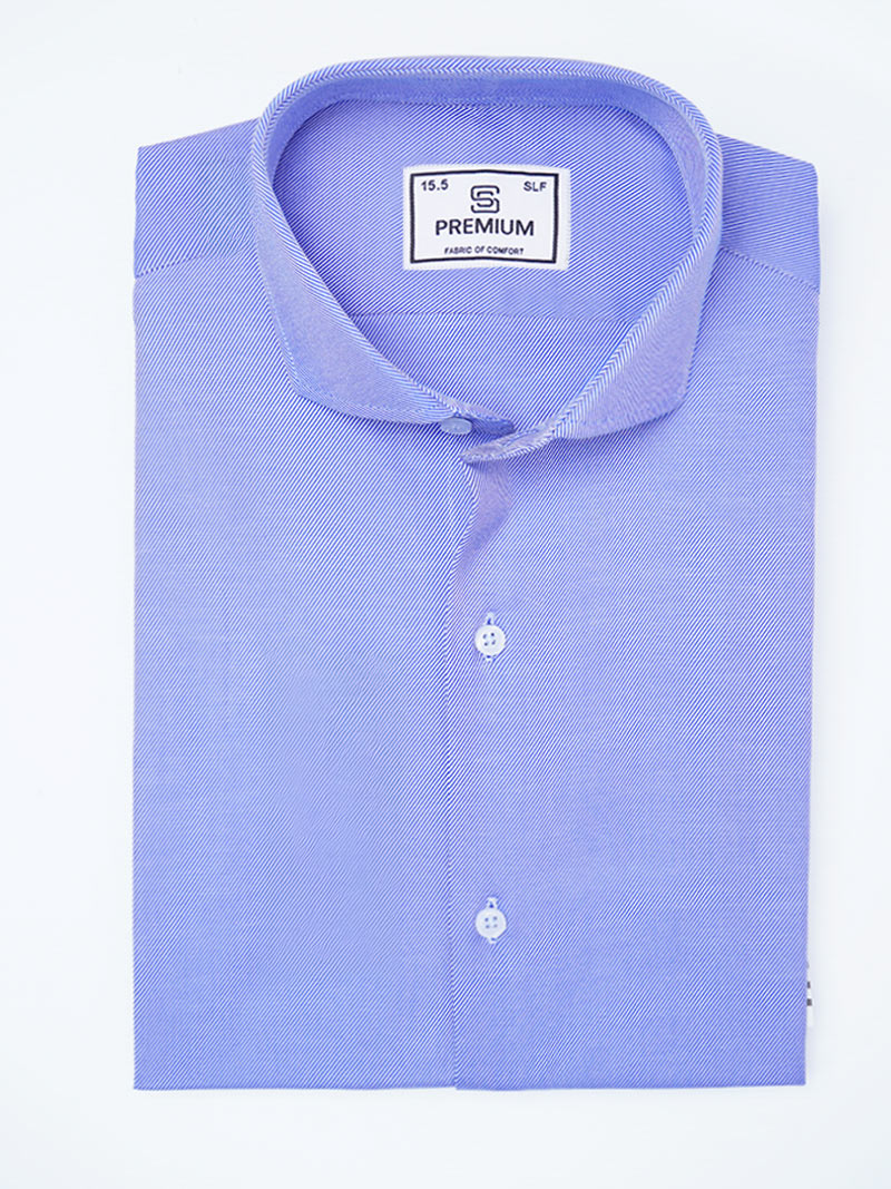 Blue Self Striped, Premium Edition, Cutaway Collar Men’s Formal Shirt (FS-2201)