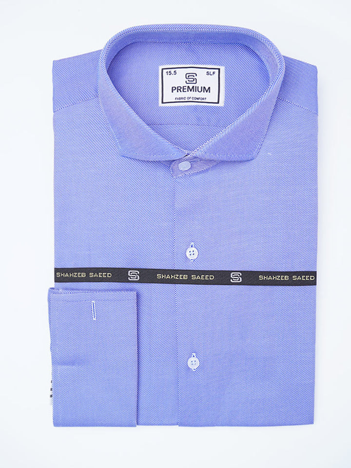 Blue Self Striped, Premium Edition, Cutaway Collar Men’s Formal Shirt (FS-2201)