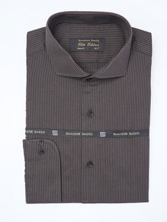 Black & Brown Self Striped, Elite Edition, Cutaway Collar Men’s Formal Shirt (FS-2203)