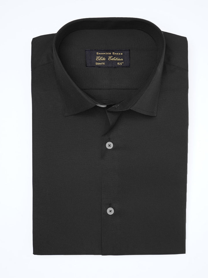 Black Plain, French Collar, Elite Edition, Men’s Formal Shirt (FS-2206)