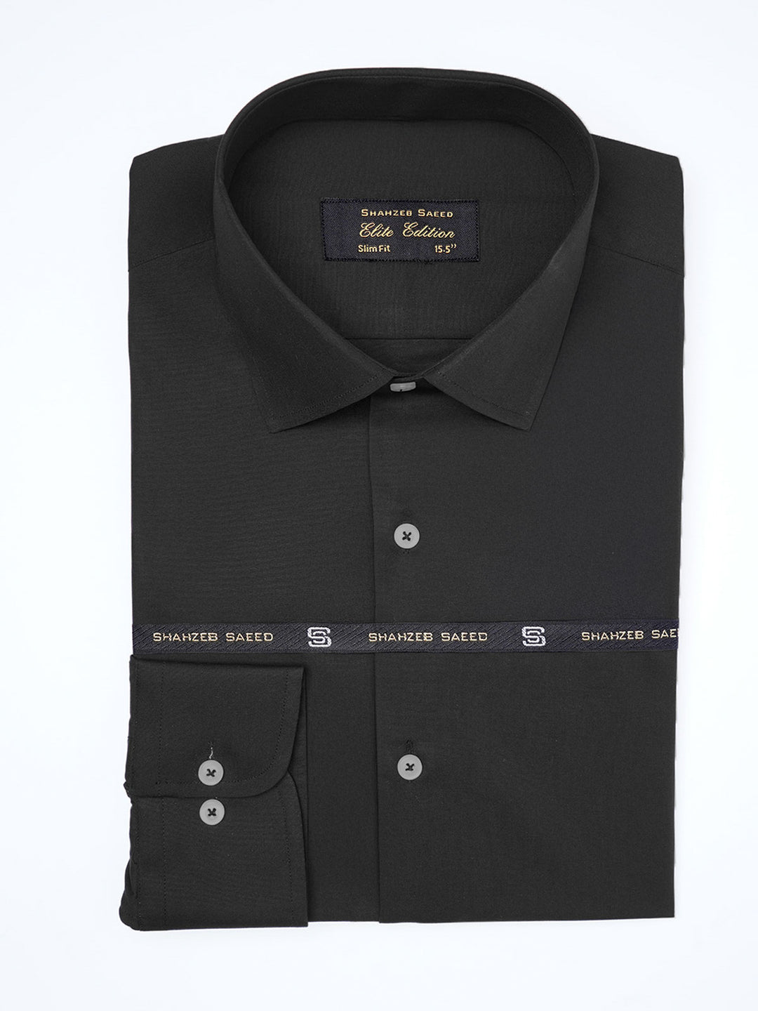 Black Plain, French Collar, Elite Edition, Men’s Formal Shirt (FS-2206)