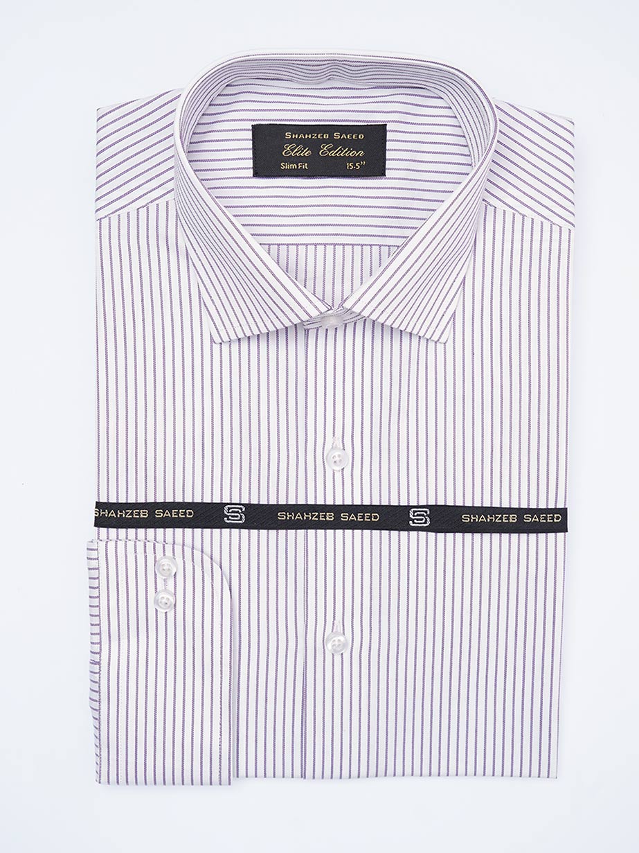 Indigo & White Self Striped, Elite Edition, Cutaway Collar Men’s Formal Shirt (FS-2208)