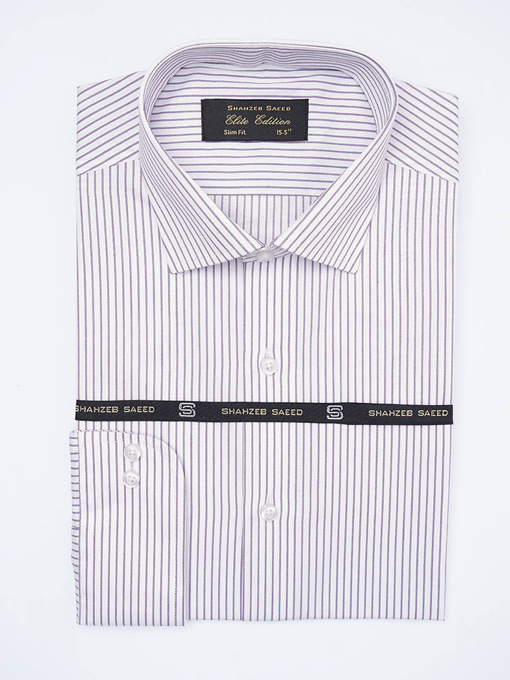 Indigo & White Self Striped, Elite Edition, Cutaway Collar Men’s Formal Shirt (FS-2208)