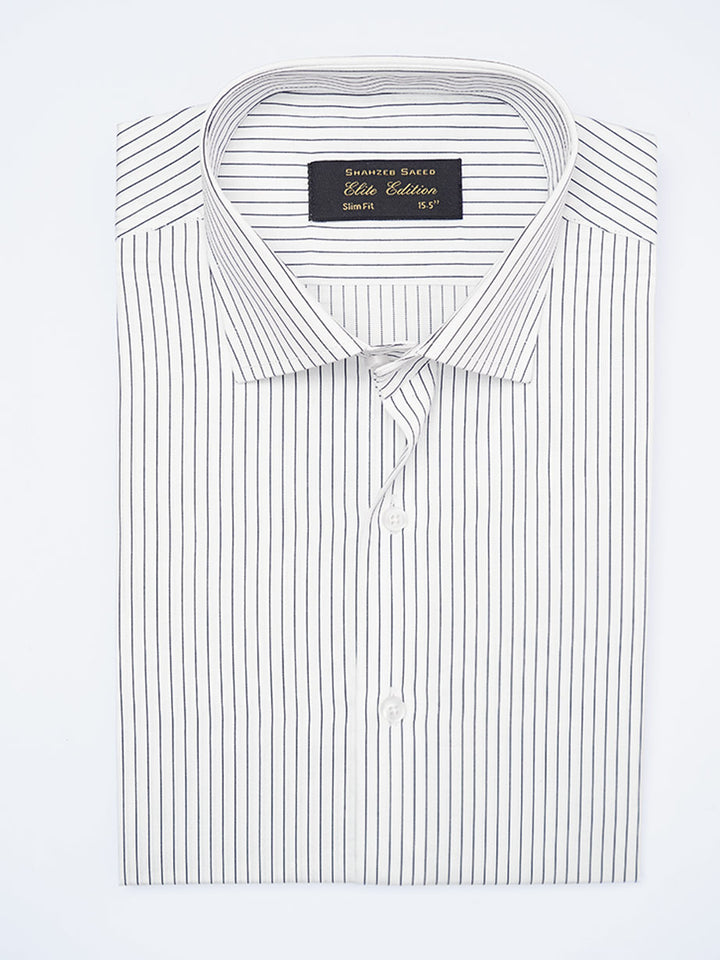 Navy Blue Self Striped, Elite Edition, Cutaway Collar Men’s Formal Shirt (FS-2209)