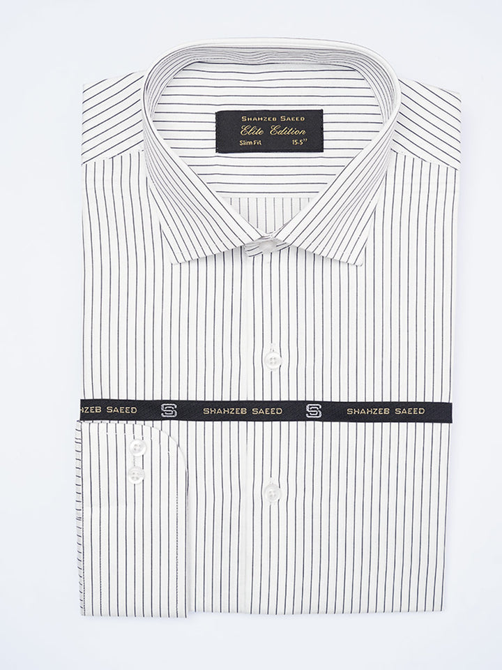 Navy Blue Self Striped, Elite Edition, Cutaway Collar Men’s Formal Shirt (FS-2209)