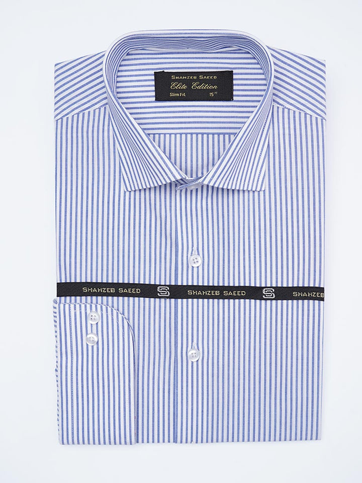 Blue Self Striped, Elite Edition, Cutaway Collar Men’s Formal Shirt (FS-2210)