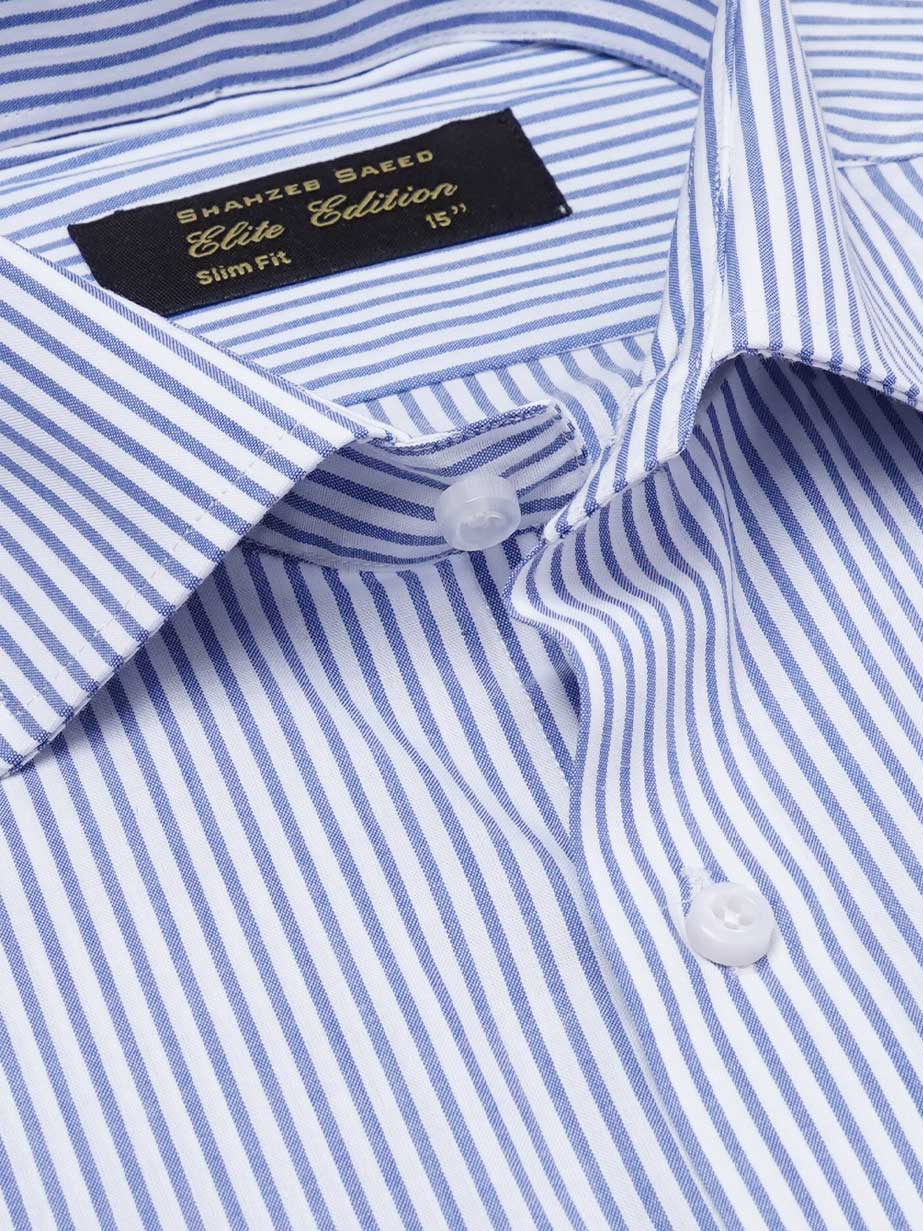 Blue Self Striped, Elite Edition, Cutaway Collar Men’s Formal Shirt (FS-2210)