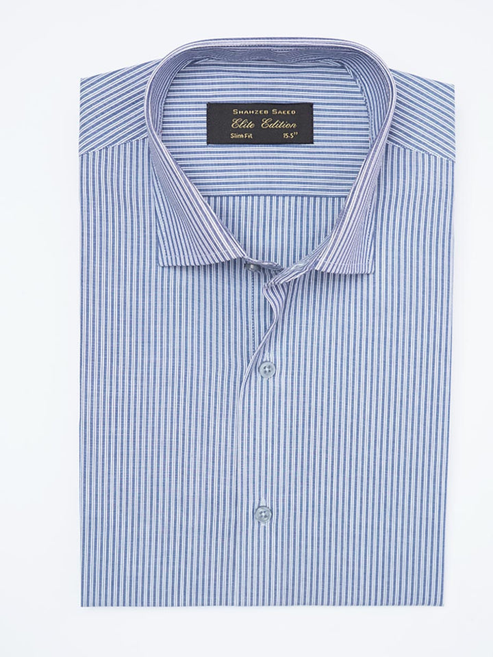 Navy Self Striped, Elite Edition, Cutaway Collar Men’s Formal Shirt (FS-2212)