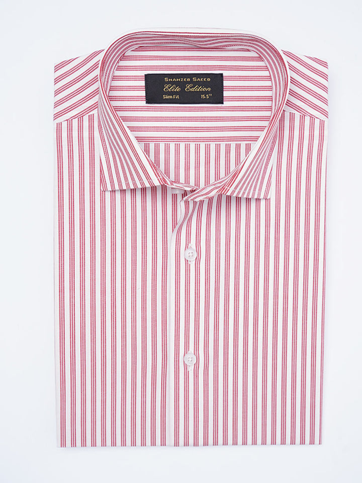 Red & White Self Striped, Elite Edition, Cutaway Collar Men’s Formal Shirt (FS-2214)