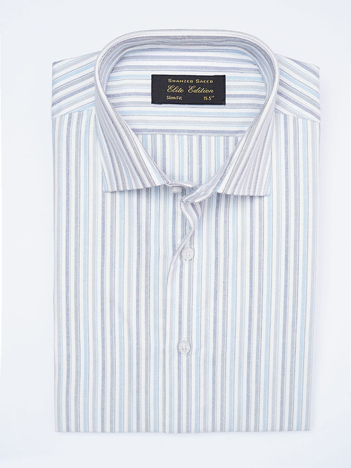 Black & Blue Self Striped, Elite Edition, Cutaway Collar Men’s Formal Shirt (FS-2215)