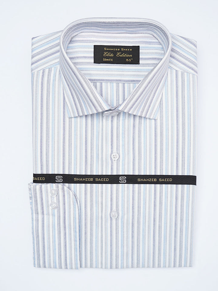 Black & Blue Self Striped, Elite Edition, Cutaway Collar Men’s Formal Shirt (FS-2215)