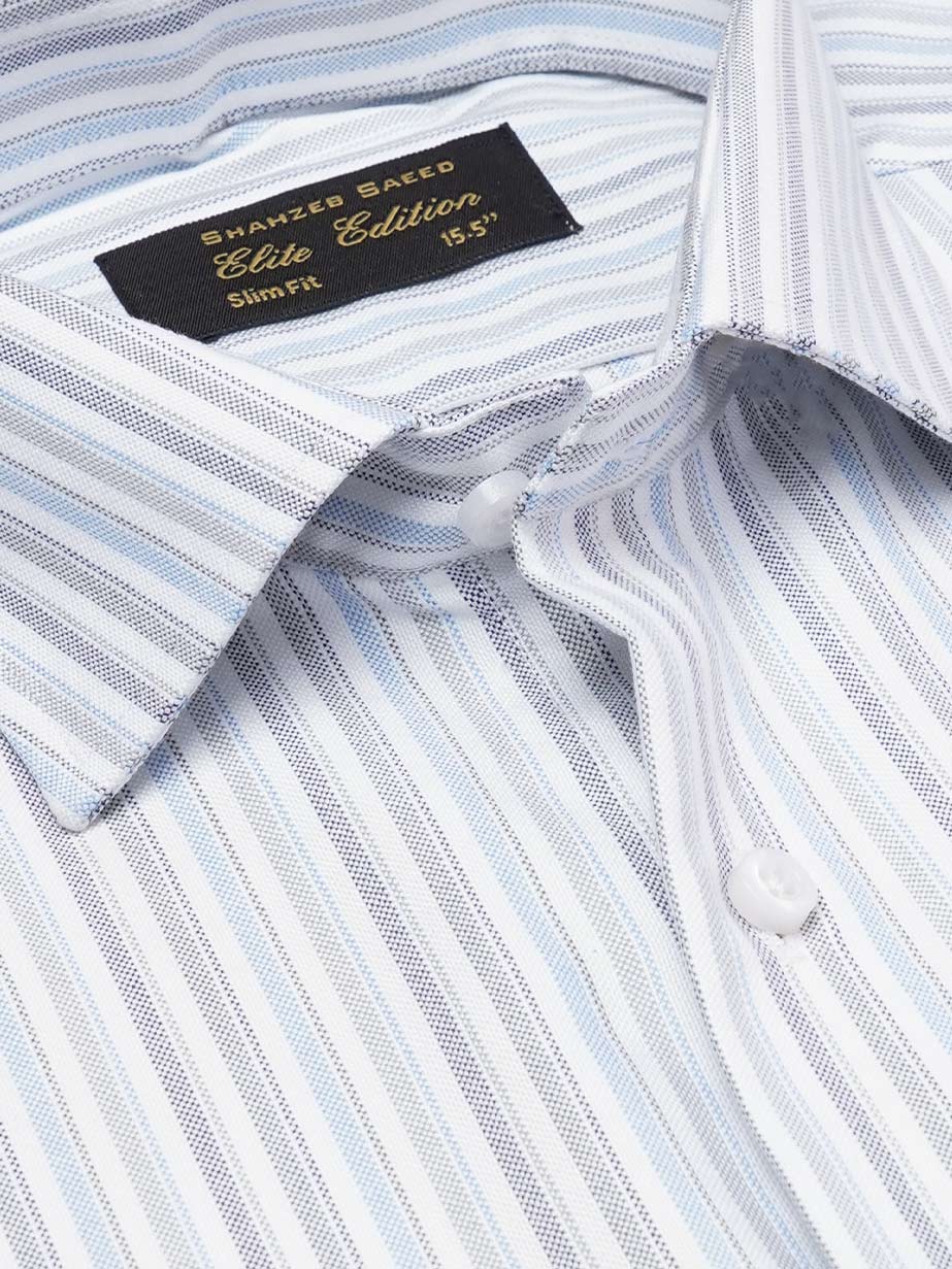 Black & Blue Self Striped, Elite Edition, Cutaway Collar Men’s Formal Shirt (FS-2215)