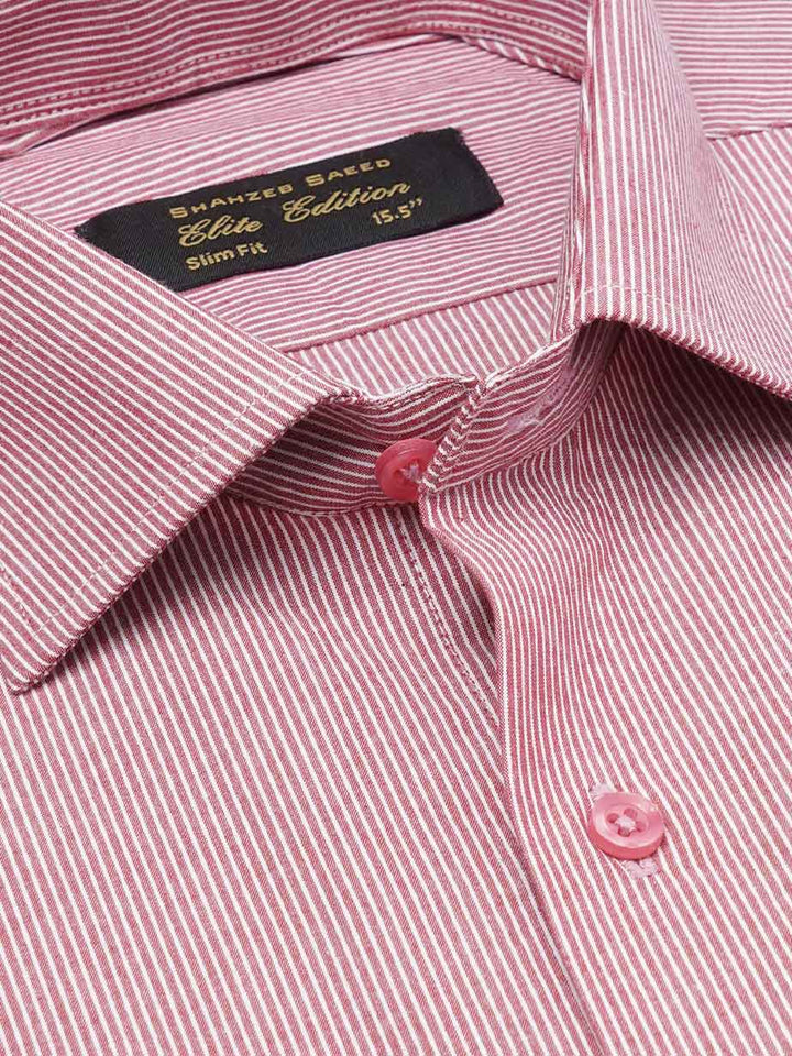 White & Red Self Striped, Elite Edition, Cutaway Collar Men’s Formal Shirt (FS-2216)