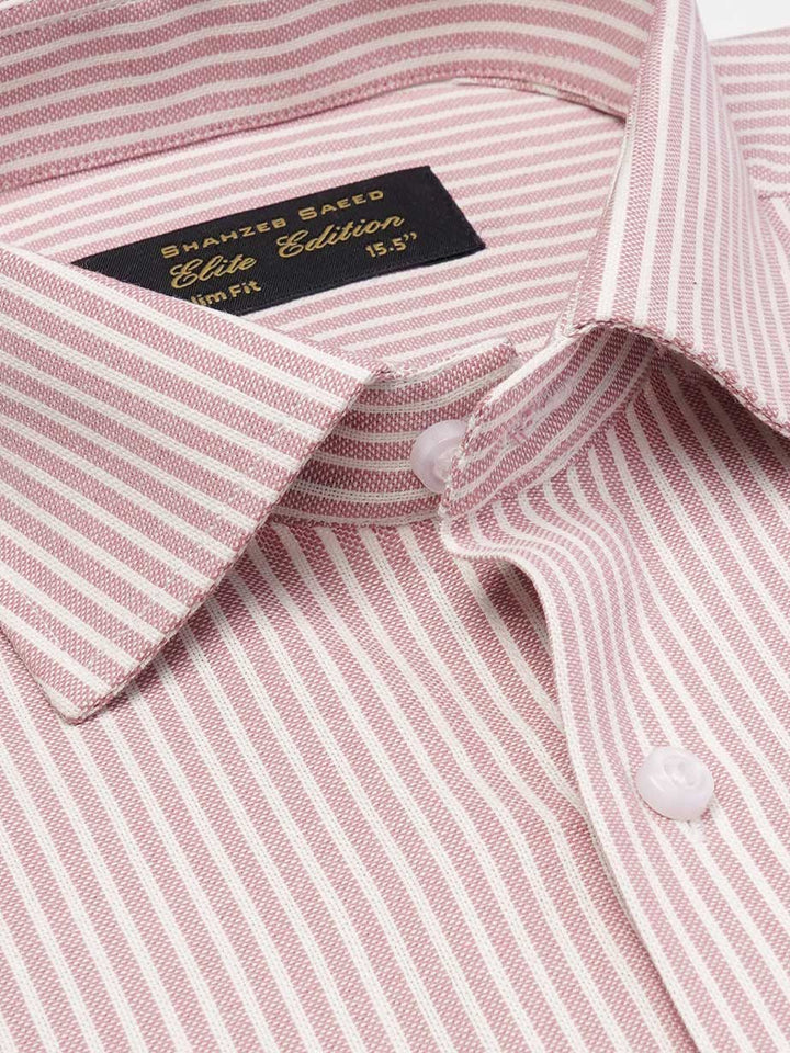 Maroon Self Striped, Elite Edition, Cutaway Collar Men’s Formal Shirt (FS-2218)