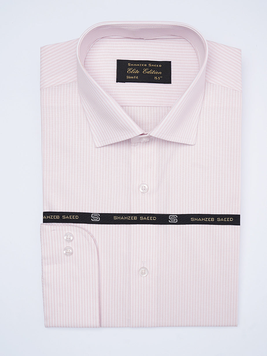 White & Pink Self Striped, Elite Edition, Cutaway Collar Men’s Formal Shirt (FS-2220)