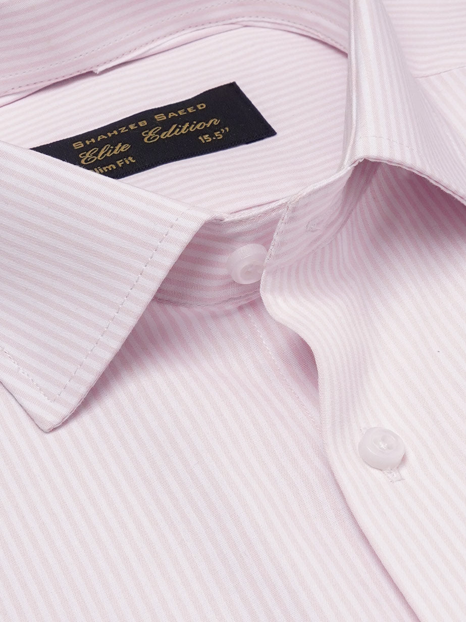 White & Pink Self Striped, Elite Edition, Cutaway Collar Men’s Formal Shirt (FS-2220)