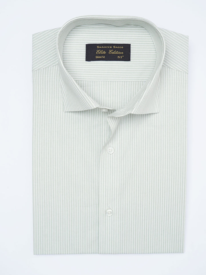 Green Self Striped, Elite Edition, Cutaway Collar Men’s Formal Shirt (FS-2224)