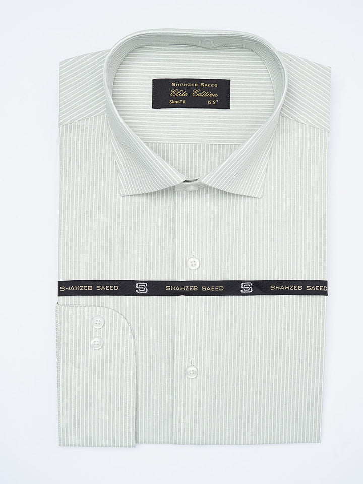 Green Self Striped, Elite Edition, Cutaway Collar Men’s Formal Shirt (FS-2224)