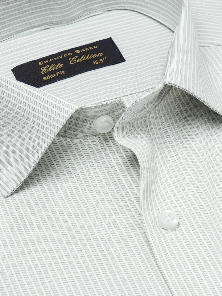 Green Self Striped, Elite Edition, Cutaway Collar Men’s Formal Shirt (FS-2224)