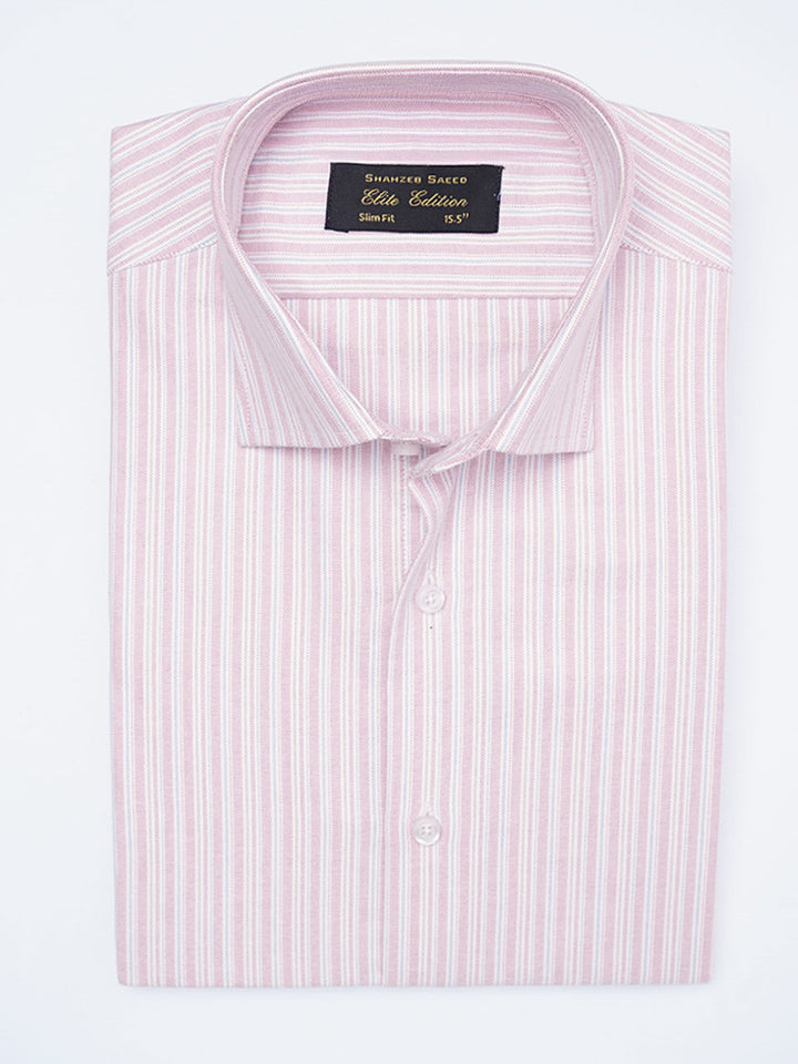 Red & White Self Striped, Elite Edition, Cutaway Collar Men’s Formal Shirt (FS-2227)