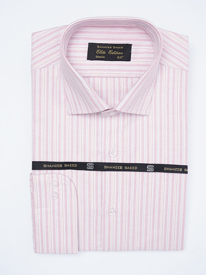 Red & White Self Striped, Elite Edition, Cutaway Collar Men’s Formal Shirt (FS-2227)