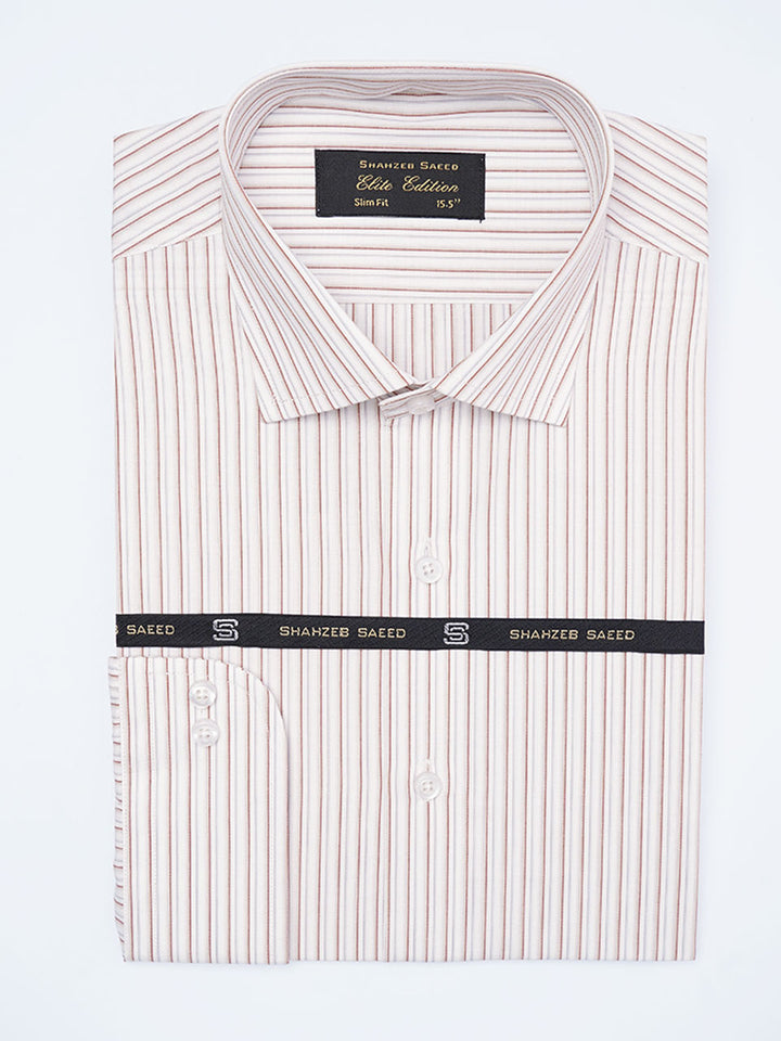 White & Blue Self Striped, Elite Edition, Cutaway Collar Men’s Formal Shirt (FS-2229)