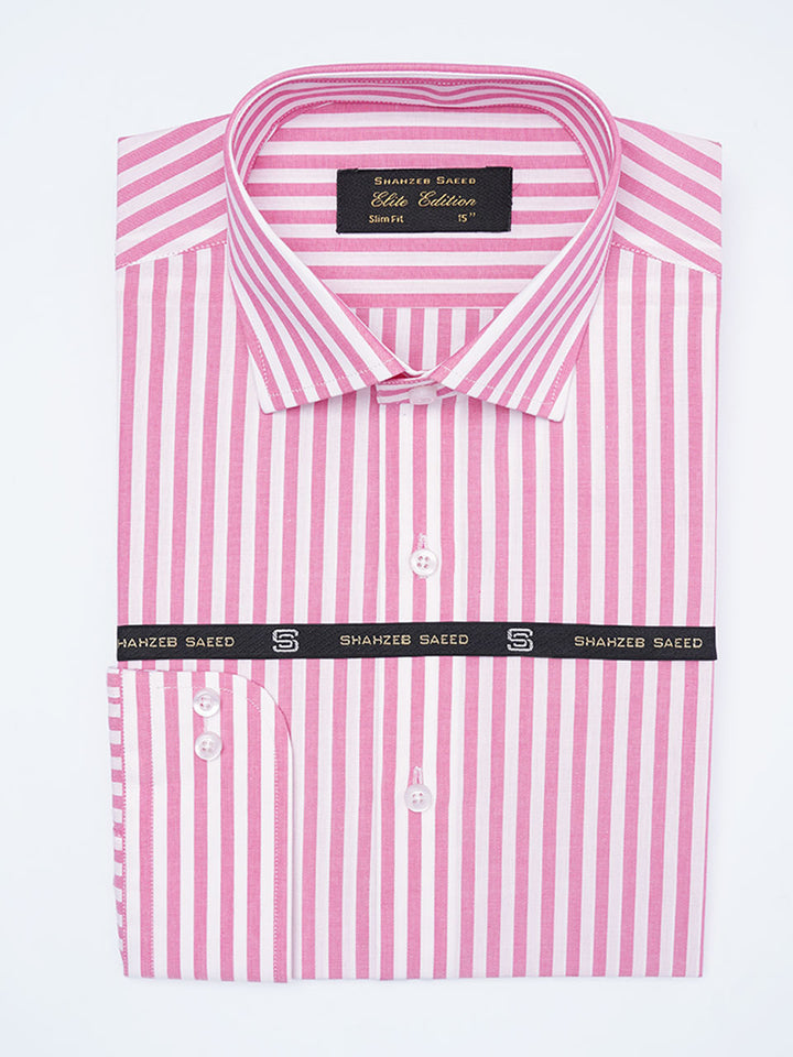 Pink Self Striped, Elite Edition, Cutaway Collar Men’s Formal Shirt (FS-2234)