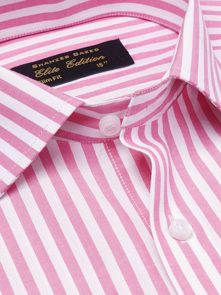 Pink Self Striped, Elite Edition, Cutaway Collar Men’s Formal Shirt (FS-2234)