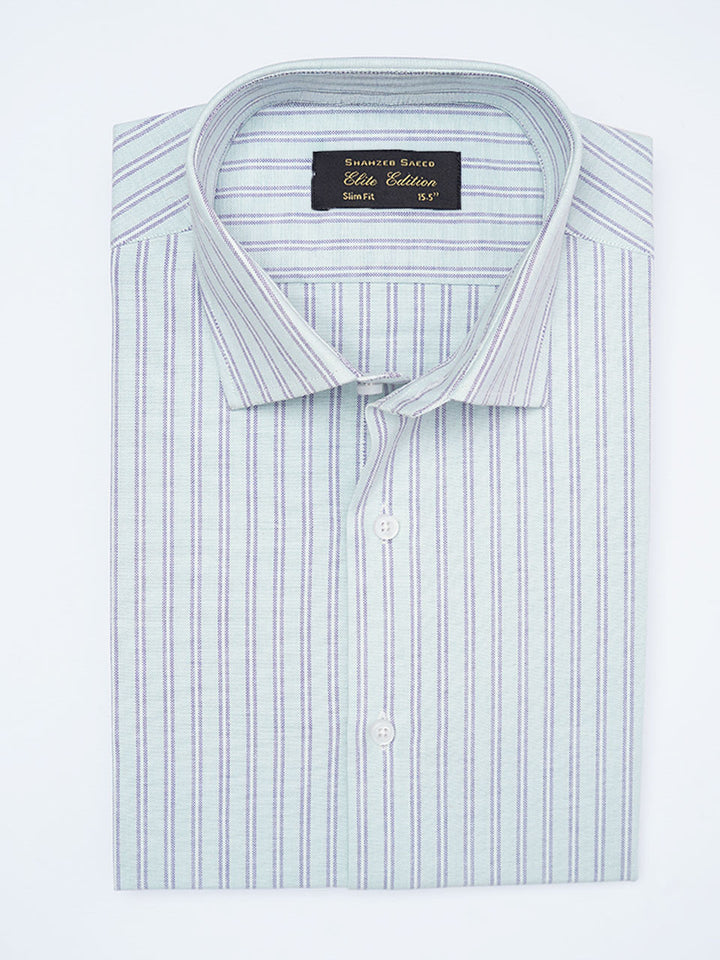 Blue & Green Self Striped, Elite Edition, Cutaway Collar Men’s Formal Shirt (FS-2235)