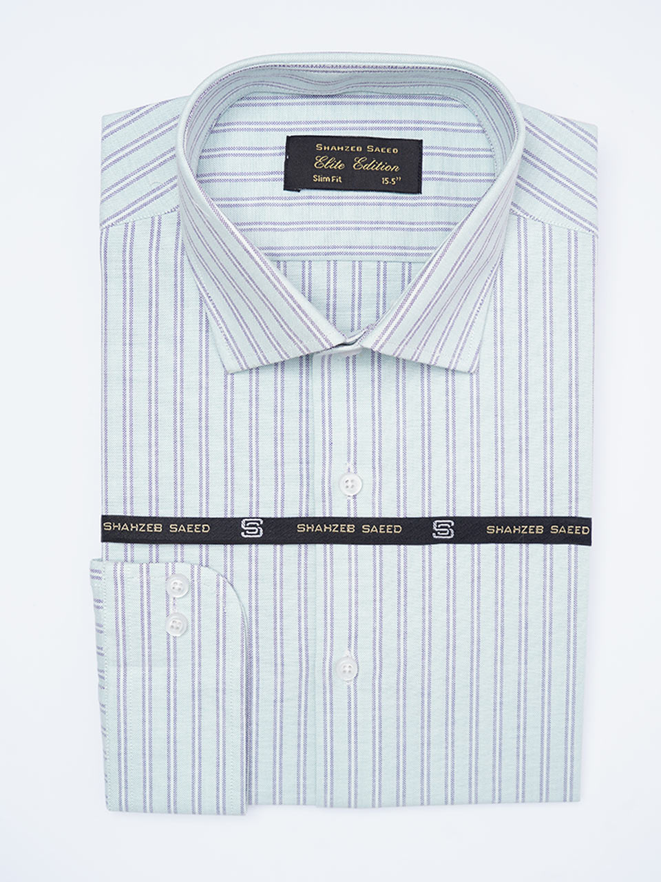 Blue & Green Self Striped, Elite Edition, Cutaway Collar Men’s Formal Shirt (FS-2235)