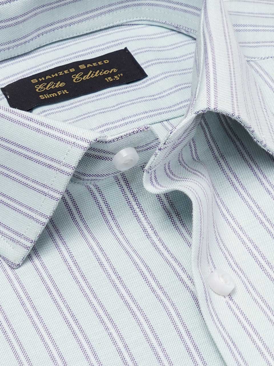 Blue & Green Self Striped, Elite Edition, Cutaway Collar Men’s Formal Shirt (FS-2235)