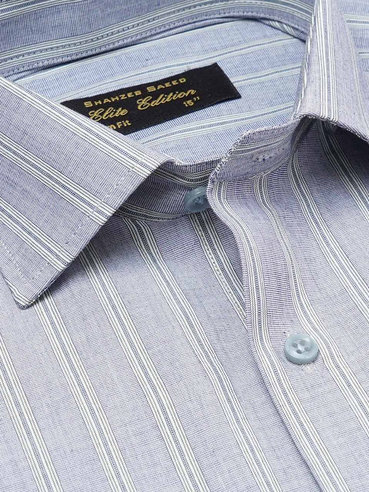 Blue Self Striped, Elite Edition, Cutaway Collar Men’s Formal Shirt (FS-2237)