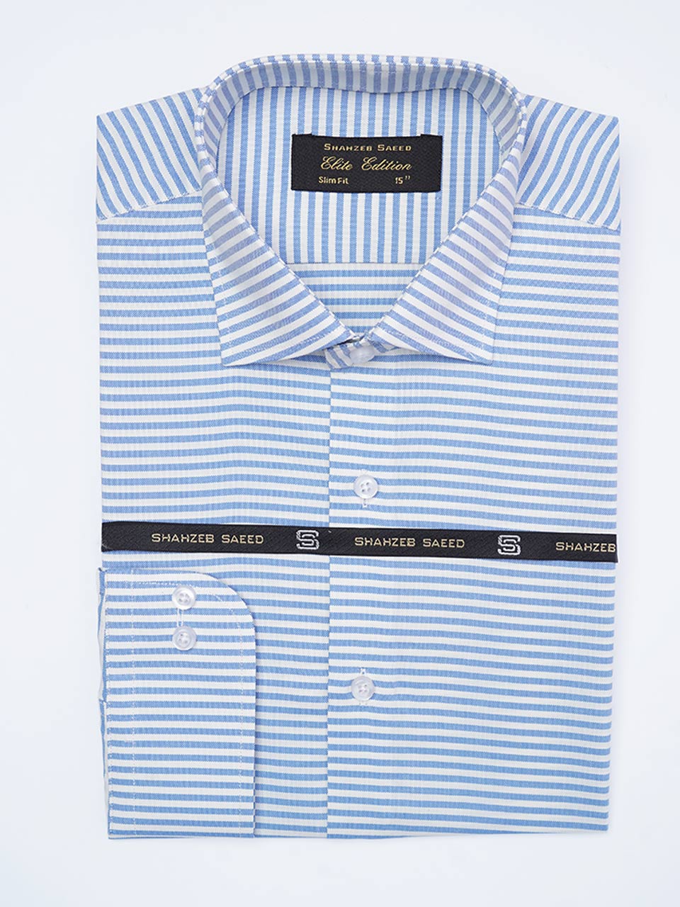 Blue & White  Self Striped, Elite Edition, Cutaway Collar Men’s Formal Shirt (FS-2238)