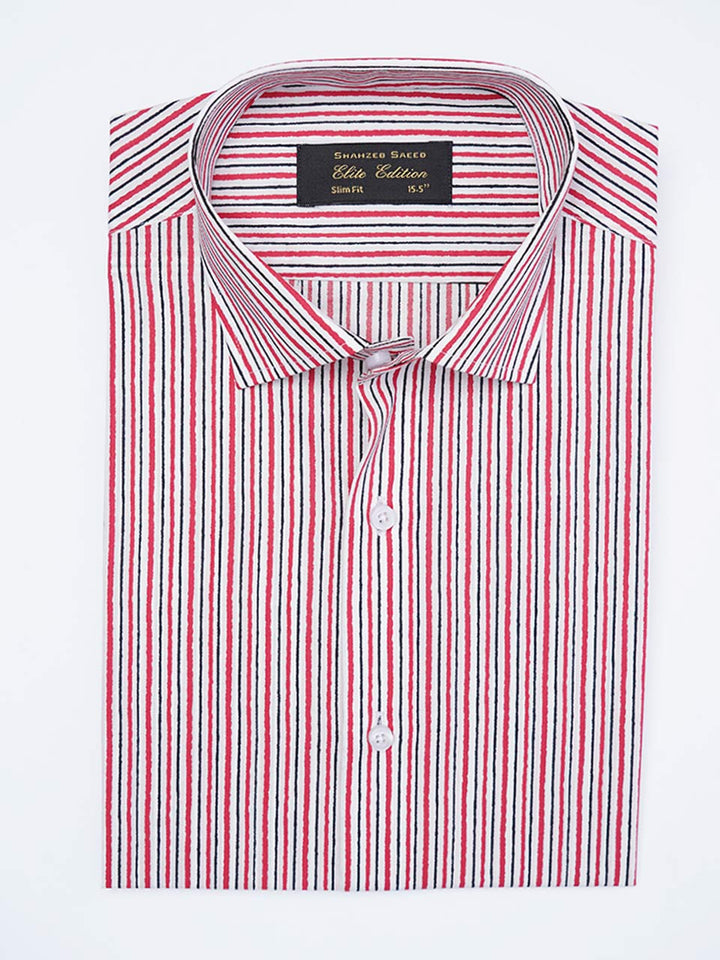 Black & Red Self Striped, Elite Edition, Cutaway Collar Men’s Formal Shirt (FS-2239)