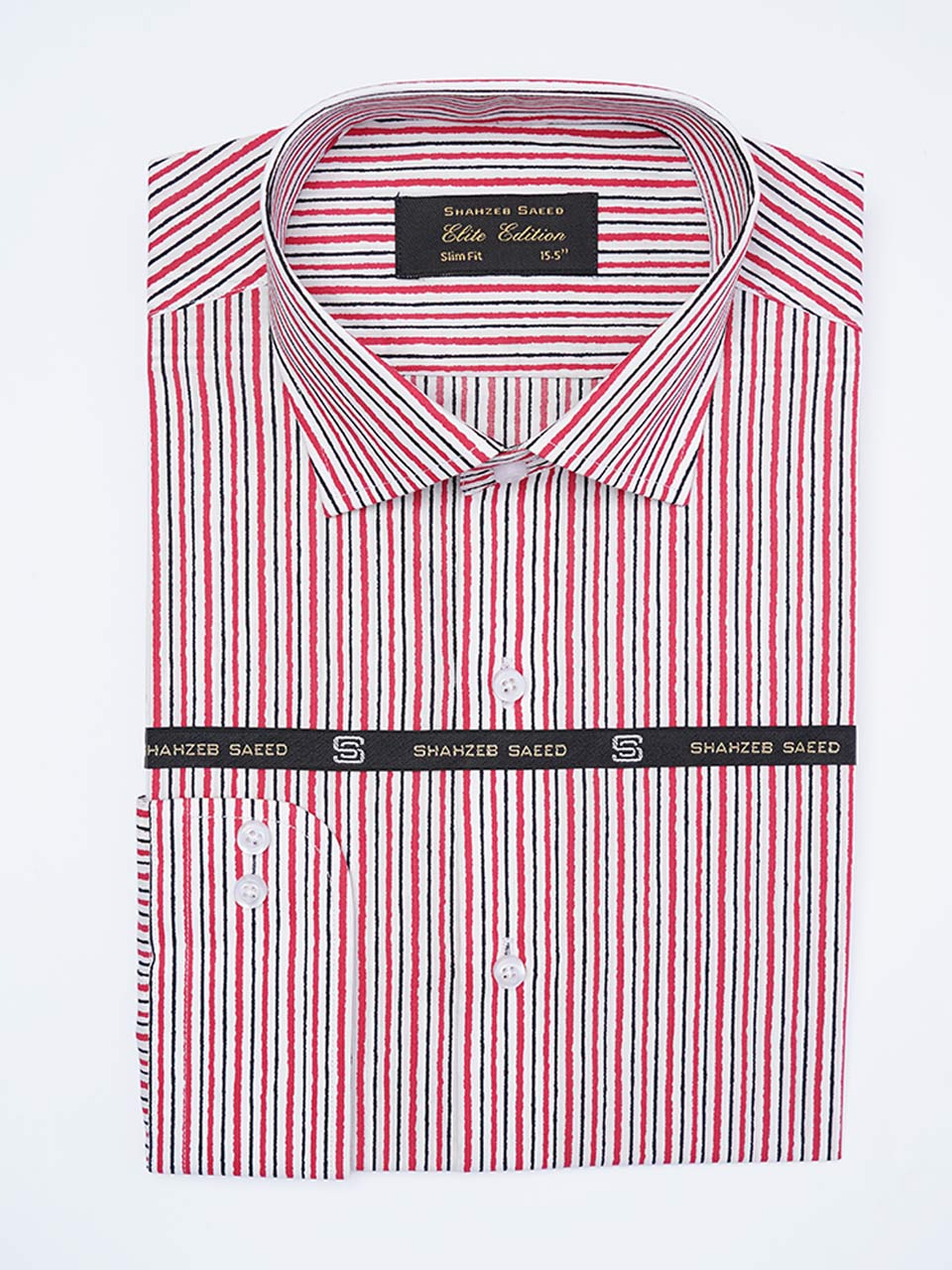 Black & Red Self Striped, Elite Edition, Cutaway Collar Men’s Formal Shirt (FS-2239)