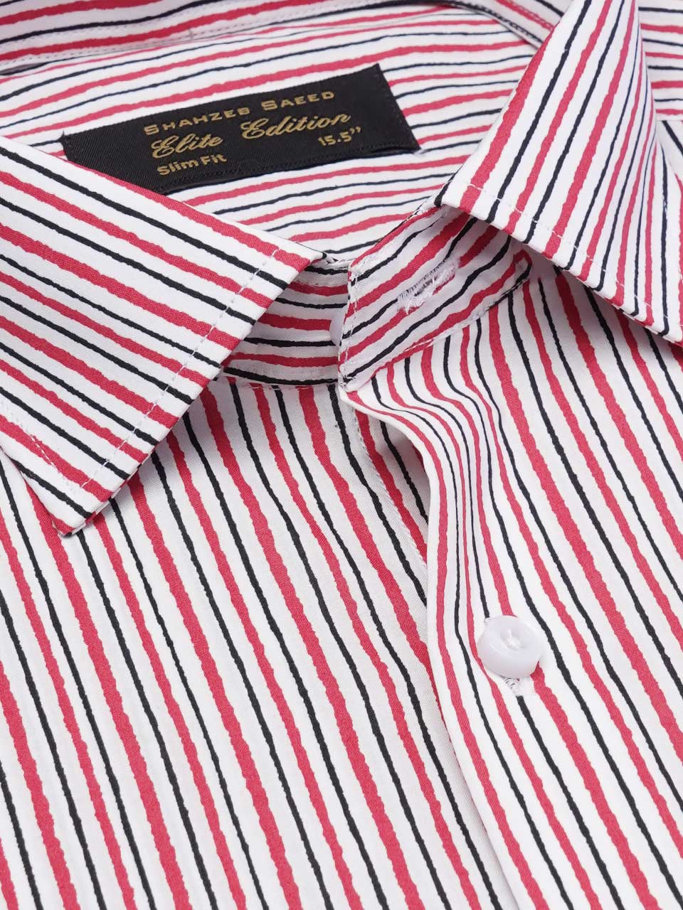 Black & Red Self Striped, Elite Edition, Cutaway Collar Men’s Formal Shirt (FS-2239)